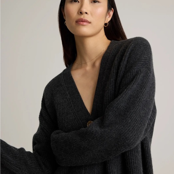 Quince Mongolian Cashmere Cardigan XS Gray - Picture 2 of 10